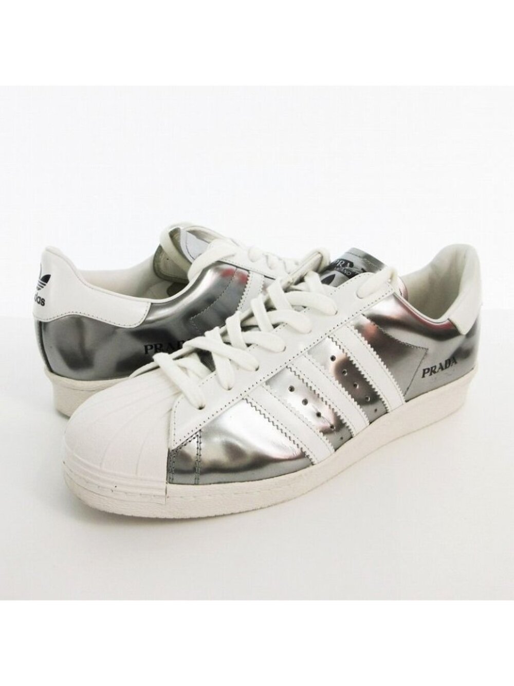 Prada Adidas Superstar Silver Super Star Metallic White Sneakers
